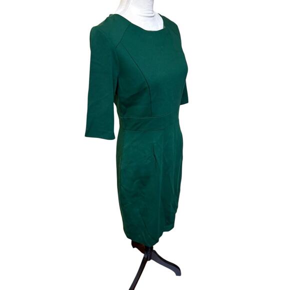 Trina Turk Emerald Green Monarch Ponte 1/2 Sleeve Sheath Career Dress - 2/4 - Picture 4 of 10